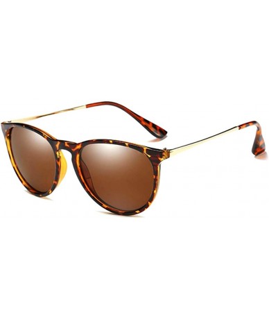 Round Vintage Round Mirrored Lens Polarized Sunglasses Classic Style - Leopard (Tortoise) Frame Brown Lens - C018UZ2ADZI $10.54