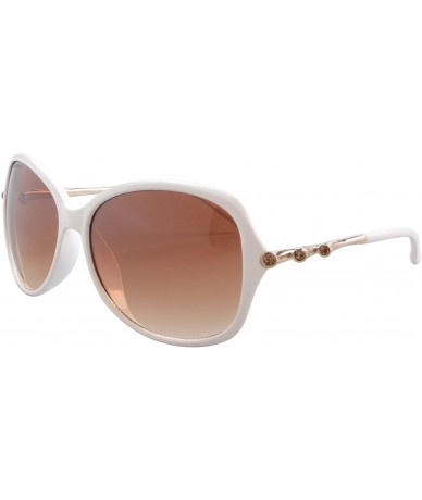 Oval Women's Sunglasses UV400 Protection Fashion Sunglasses Oversized Summer Eyewear - CL6001 - White - CC189UCN6RH $8.57