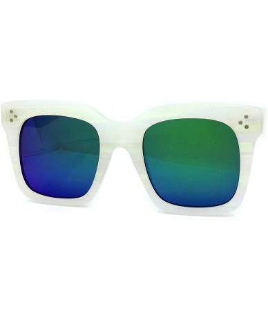 Square 3288 Premium Oversize XL Women Men Mirror Havana Marble Style Fashion Sunglasses - Green - CS18I653WTD $17.84