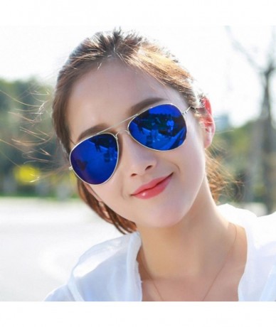 Cat Eye Fashion Womens Mirrored Sunglasses - Round Cat Eye Sun Glasses - Classic Metal Frame Aviator Sunglasses - C - C218DWL...