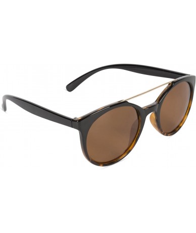 Square Classic Oversized Sunglasses Round - Black to Demi Frame/Brown Lens - C218CZWL8E5 $14.09