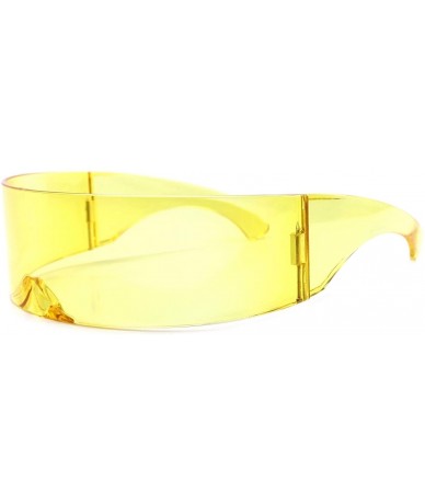 Wrap Futuristic Party Novelty Costume Sci-Fi Anime Alien Cosplay Wrap Sunglasses - Yellow / Yellow - CC18ECE7M4Z $13.68