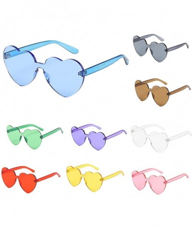 Round Love Heart Shaped Sunglasses Women PC Frame Resin Lens Sunglasses Eyewear for Girl - Blue - C6199XHSG28 $7.71