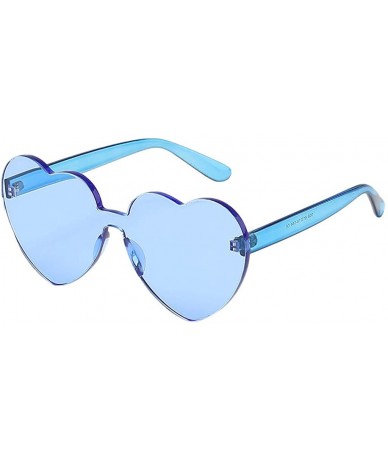 Round Love Heart Shaped Sunglasses Women PC Frame Resin Lens Sunglasses Eyewear for Girl - Blue - C6199XHSG28 $7.71