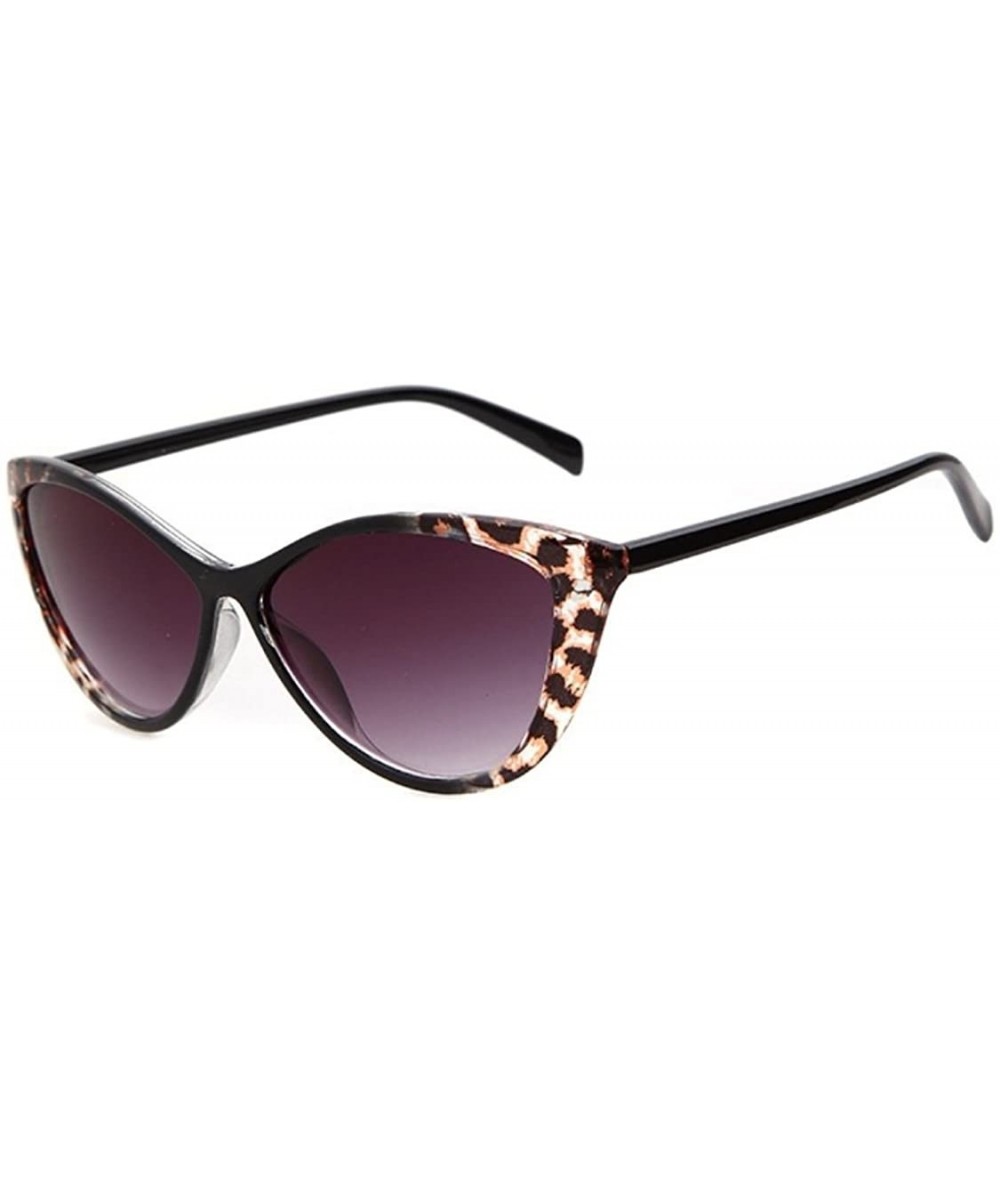 Rimless Women's STY-K211 Full Frame Leopard Detail Side Cateye Sunglasses - Black - C912FZ8H623 $13.61