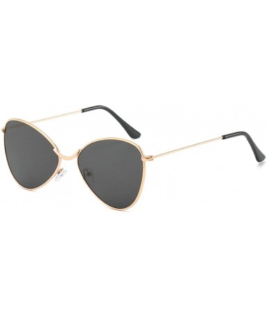 Oversized Classic style Cateye Sunglasses for Unisex Metal PC UV 400 Protection Sunglasses - Gold Grey - CA18SAT96R5 $29.89