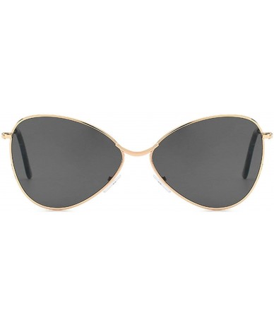 Oversized Classic style Cateye Sunglasses for Unisex Metal PC UV 400 Protection Sunglasses - Gold Grey - CA18SAT96R5 $16.97