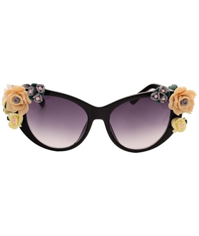 Rimless Retro Baroque Holograms Rose Sunglasses For Women - Black - CP12O68PC3R $11.49