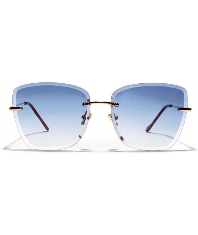 Square Gradient Square Rimless Sunglasses Women Retro Frameless Sun Glasses for Women - Gold With Blue - C518SLU0K7U $9.24