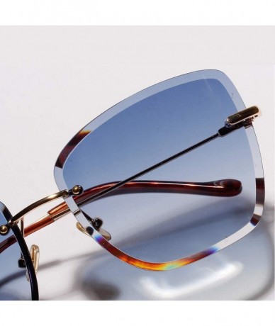 Square Gradient Square Rimless Sunglasses Women Retro Frameless Sun Glasses for Women - Gold With Blue - C518SLU0K7U $9.24