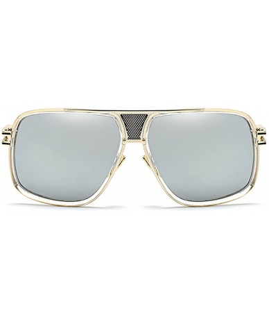 Oversized Metal Frame Driving Sunglasses Men Women Double-Bridge Oversized Retro Sun Protection Glasses - CA18D7ITXGN $28.91