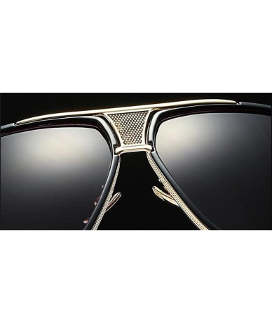Oversized Metal Frame Driving Sunglasses Men Women Double-Bridge Oversized Retro Sun Protection Glasses - CA18D7ITXGN $15.16