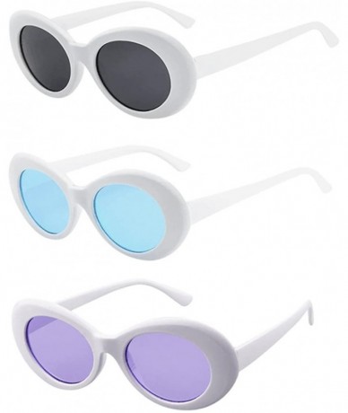 Goggle 3 Packs Clout Goggles Unisex Sunglasses Rapper Oval Shades Glasses - C618D68HLZD $24.23