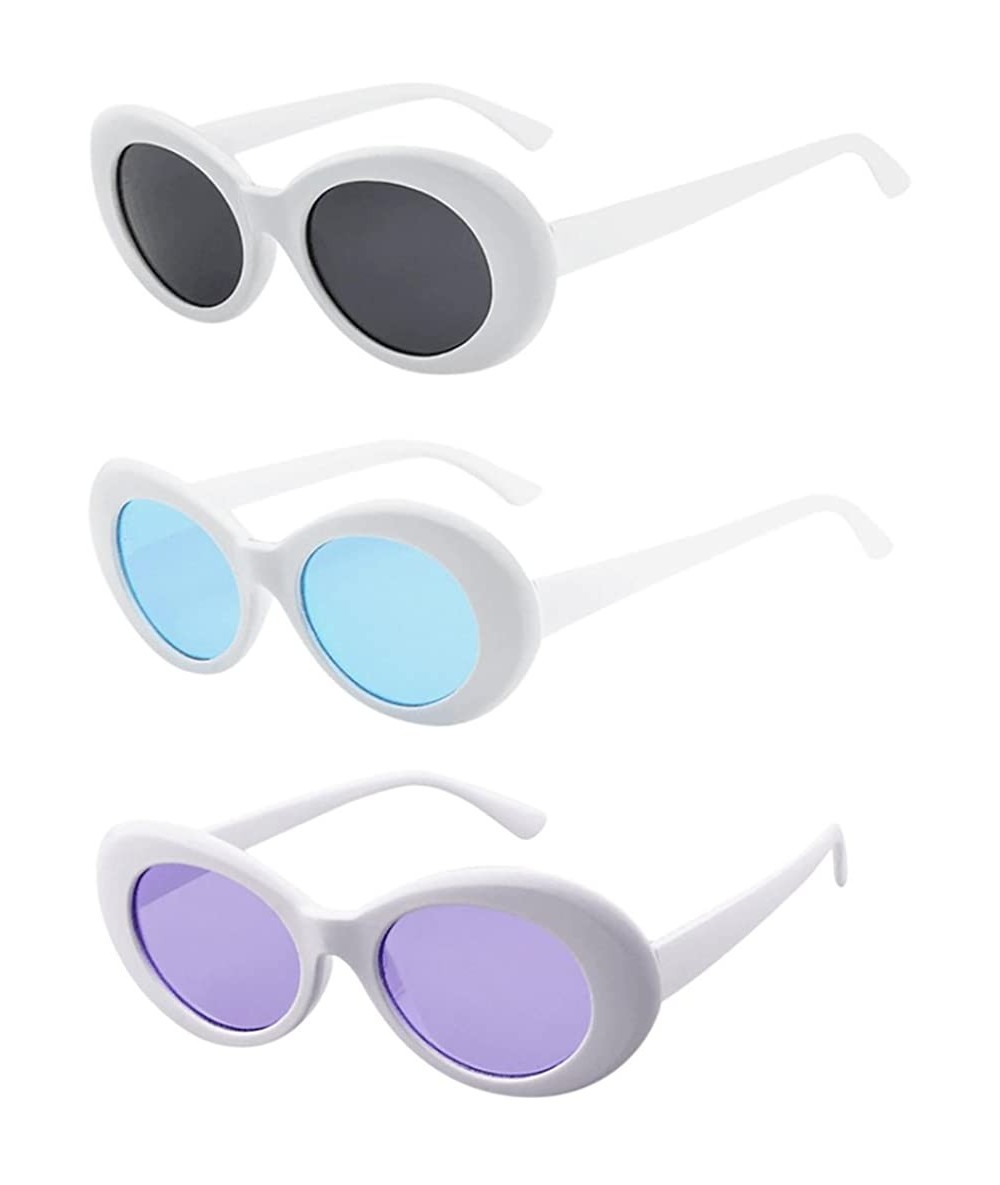 Goggle 3 Packs Clout Goggles Unisex Sunglasses Rapper Oval Shades Glasses - C618D68HLZD $10.89