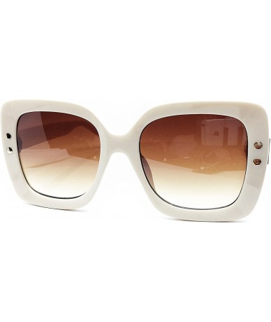 Oversized SA212 Premium Oversize XXL Women Brand Designer Square Bold Style Thick Frame Candy Fashion Sunglasses - Beige - CN...