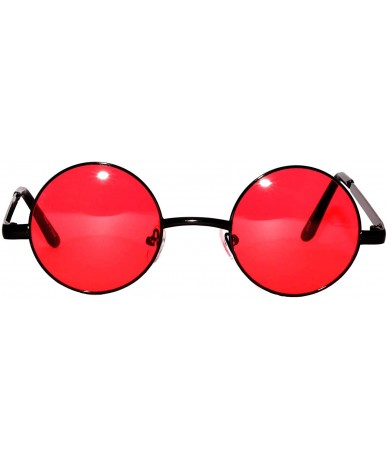 Round Set of 3 Pairs Round Retro Vintage Circle Sunglasses Colored Metal Frame Small model 43 mm - 43_red_blue_blk - C2180R2H...