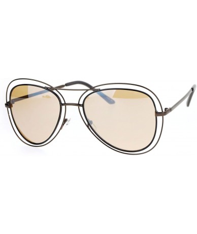 Aviator Double Wire Frame Aviator Sunglasses Women's Fashion Shades UV 400 - Brown Black (Tan) - CC186NW78WU $22.72