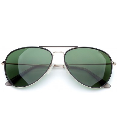 Aviator Classic Military Sunglasses For Men Women Mirrored Lens Metal Frame Retro Eyewear - Black Frame/Green Lens - C718EQKA...