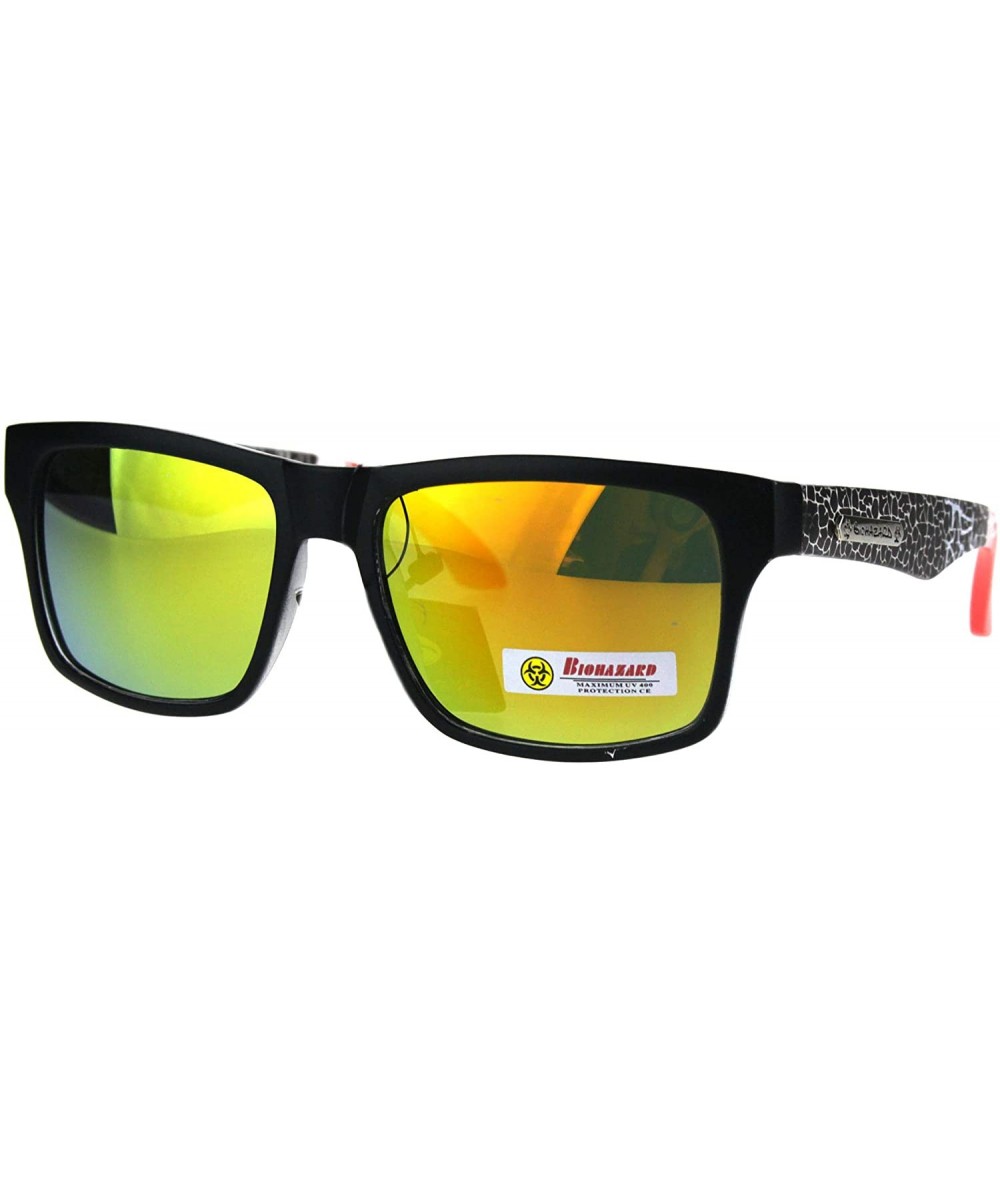 Rectangular Biohazard Sunglasses Matted Rectangular Frame Unisex Skater Shades - Black Orange - CY18966DD7N $10.70