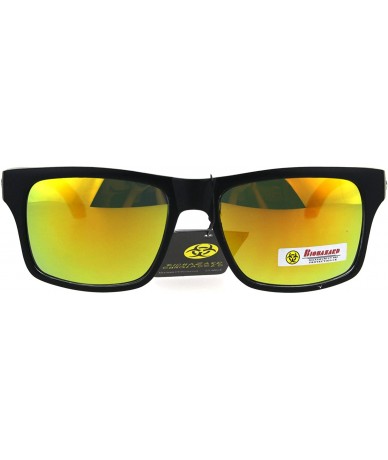 Rectangular Biohazard Sunglasses Matted Rectangular Frame Unisex Skater Shades - Black Orange - CY18966DD7N $10.70
