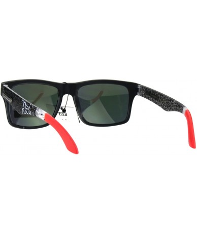 Rectangular Biohazard Sunglasses Matted Rectangular Frame Unisex Skater Shades - Black Orange - CY18966DD7N $10.70