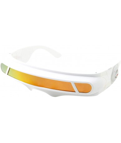 Wrap Futuristic Space Alien Costume Sunglasses Cyclops Shield Party Mirror Mono Lens - White - Fire Mirror Lens - CG18YZKATWL...