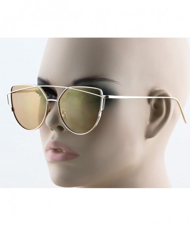 Cat Eye Cat Eye Metal Frame Flat Top Gradient Lens Women Fashion Sunglasses - Tan Brown - C01824U3O7I $10.43