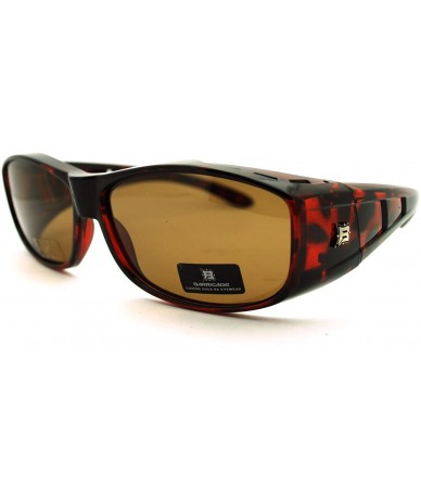 Oval Mens Polarized Fit Over Large Light Weight Oval Sunglasses - Tortoise - C811L2PERRV $10.57