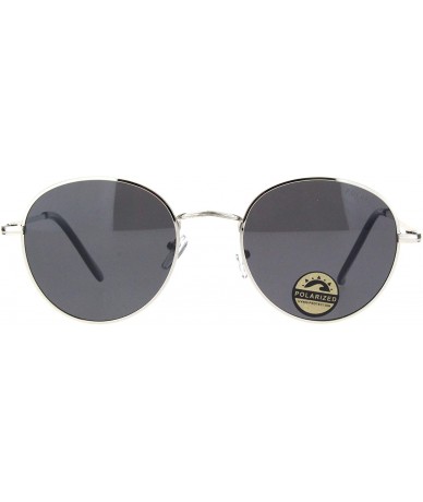 Round Polarized Lens Sunglasses Vintage Fashion Round Light Metal Frame UV 400 - Silver (Black) - C719399H0GR $8.38