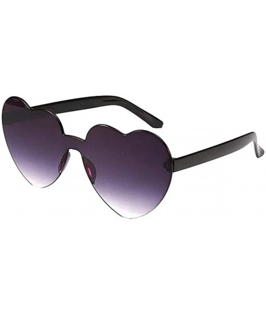Semi-rimless Fashion Heart Rimless Sunglasses - S - C71908QYAX6 $19.44