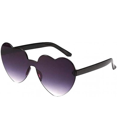 Semi-rimless Fashion Heart Rimless Sunglasses - S - C71908QYAX6 $8.88