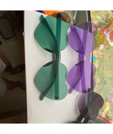 Semi-rimless Fashion Heart Rimless Sunglasses - S - C71908QYAX6 $20.16