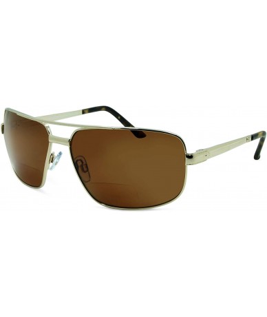 Rectangular Just Chillin Polarized Nearly Invisible Line Bifocal Sunglasses - Gold - CX11NBNTBNH $29.41