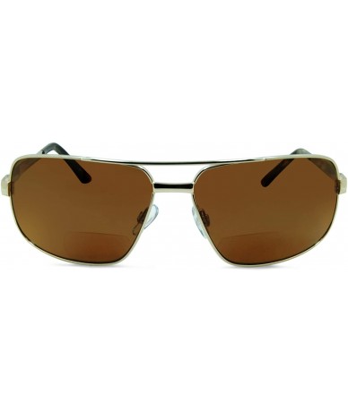 Rectangular Just Chillin Polarized Nearly Invisible Line Bifocal Sunglasses - Gold - CX11NBNTBNH $29.41