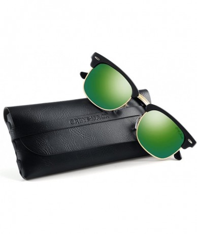 Rimless Classic Half Frame Sunglasses Fashion Eyeglasses for Men Women Ladies - Matte Black Frame/Green Lens - C91895SAYEL $1...
