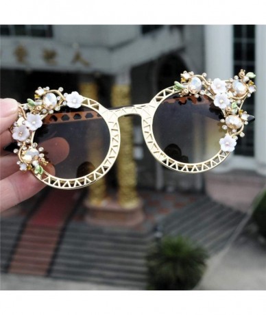 Oval Rhinestone Oversize Sunglasses Fashion Vintage - Gold - C018TS7R7MZ $18.49