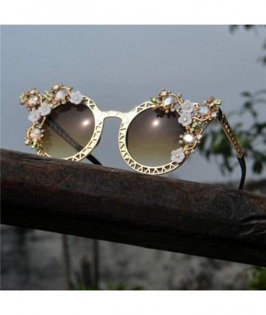 Oval Rhinestone Oversize Sunglasses Fashion Vintage - Gold - C018TS7R7MZ $18.49