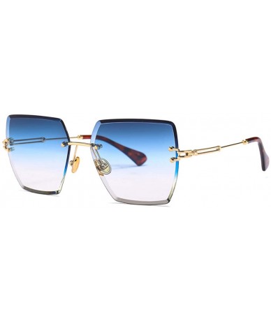 Square Fashion Men women Oversized Frameless Candy color Sunglasses UV400 - Blue White - CO18N9AXE2O $13.93
