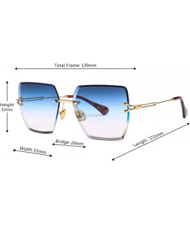 Square Fashion Men women Oversized Frameless Candy color Sunglasses UV400 - Blue White - CO18N9AXE2O $13.93