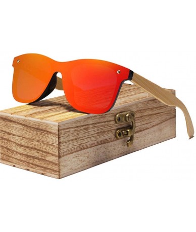 Rimless Bamboo Sunglasses Wood Polarized Glasses Sunglasses Wooden Sun Glasses - Red Bamboo - C5194OU3IWY $31.13