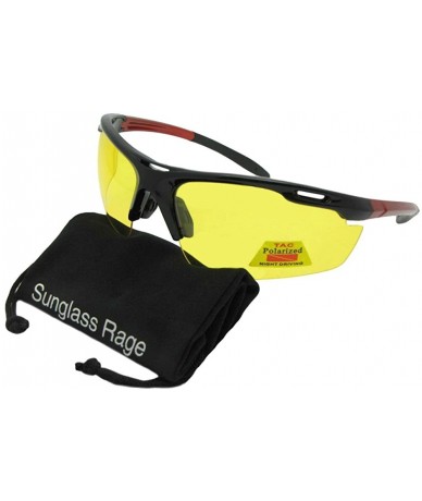 Semi-rimless Semi Rimless Polarized Yellow Sunglasses PSR33 - Black/Red Frame-yellow Lenses - CU180QRSXMN $13.83