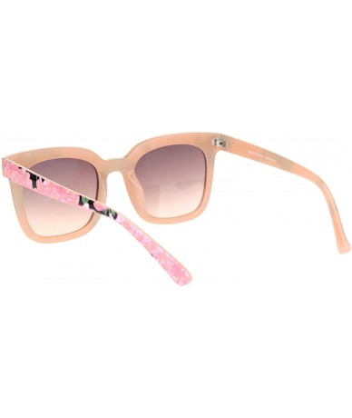 Square Womens Sunglasses Classic Square Frame Casual Fashion Shades UV 400 - Pink Floral (Pink Smoke) - C319580UGXT $14.07