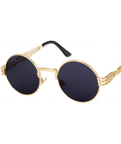 Oversized 2019 Retro Round Gothic Steampunk Mirror Sunglasses Men Women Metal Sun 1 - 3 - CH18XE9UM48 $7.67