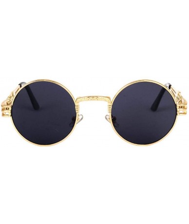 Oversized 2019 Retro Round Gothic Steampunk Mirror Sunglasses Men Women Metal Sun 1 - 3 - CH18XE9UM48 $7.67