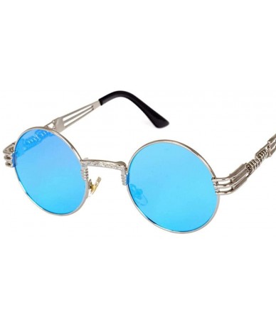 Oversized 2019 Retro Round Gothic Steampunk Mirror Sunglasses Men Women Metal Sun 1 - 3 - CH18XE9UM48 $7.67