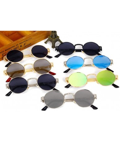 Oversized 2019 Retro Round Gothic Steampunk Mirror Sunglasses Men Women Metal Sun 1 - 3 - CH18XE9UM48 $7.67