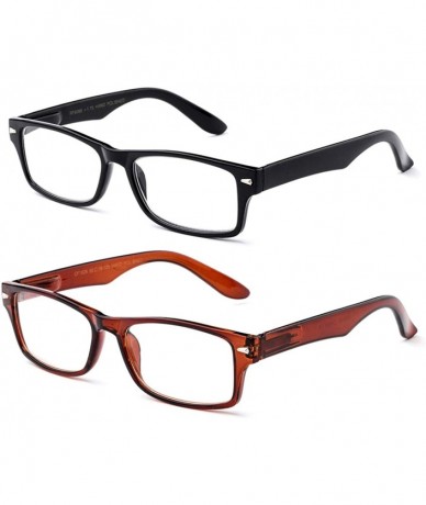 Rectangular Newbee Fashion Plastic Rectangular Glasses - 2 Pack Black & Brown - CG18546M2H6 $27.25