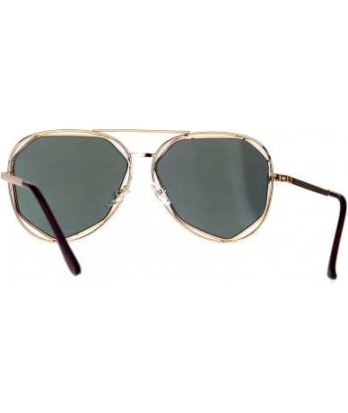 Aviator Womens Aviator Sunglasses Angled Double Metal Frame Mirror Lens - Gold (Purple Mirror) - CJ188X26KTK $9.64