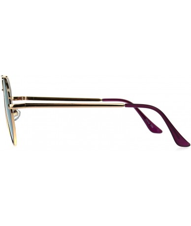 Aviator Womens Aviator Sunglasses Angled Double Metal Frame Mirror Lens - Gold (Purple Mirror) - CJ188X26KTK $9.64