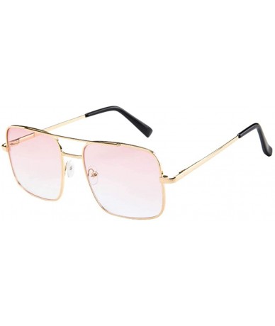 Square Classic Square Metal Sunglasses (Pink) - CF196M3O2C0 $7.28